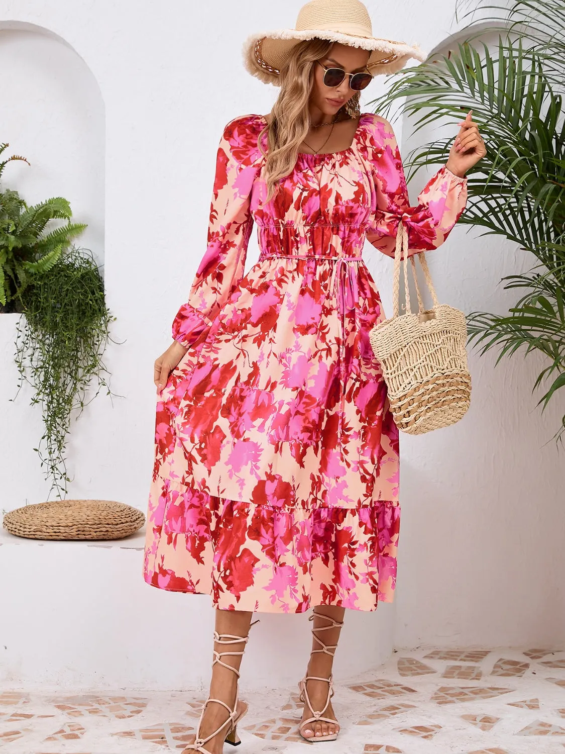 🌼 Printed Long Sleeve Midi Dress 🌼