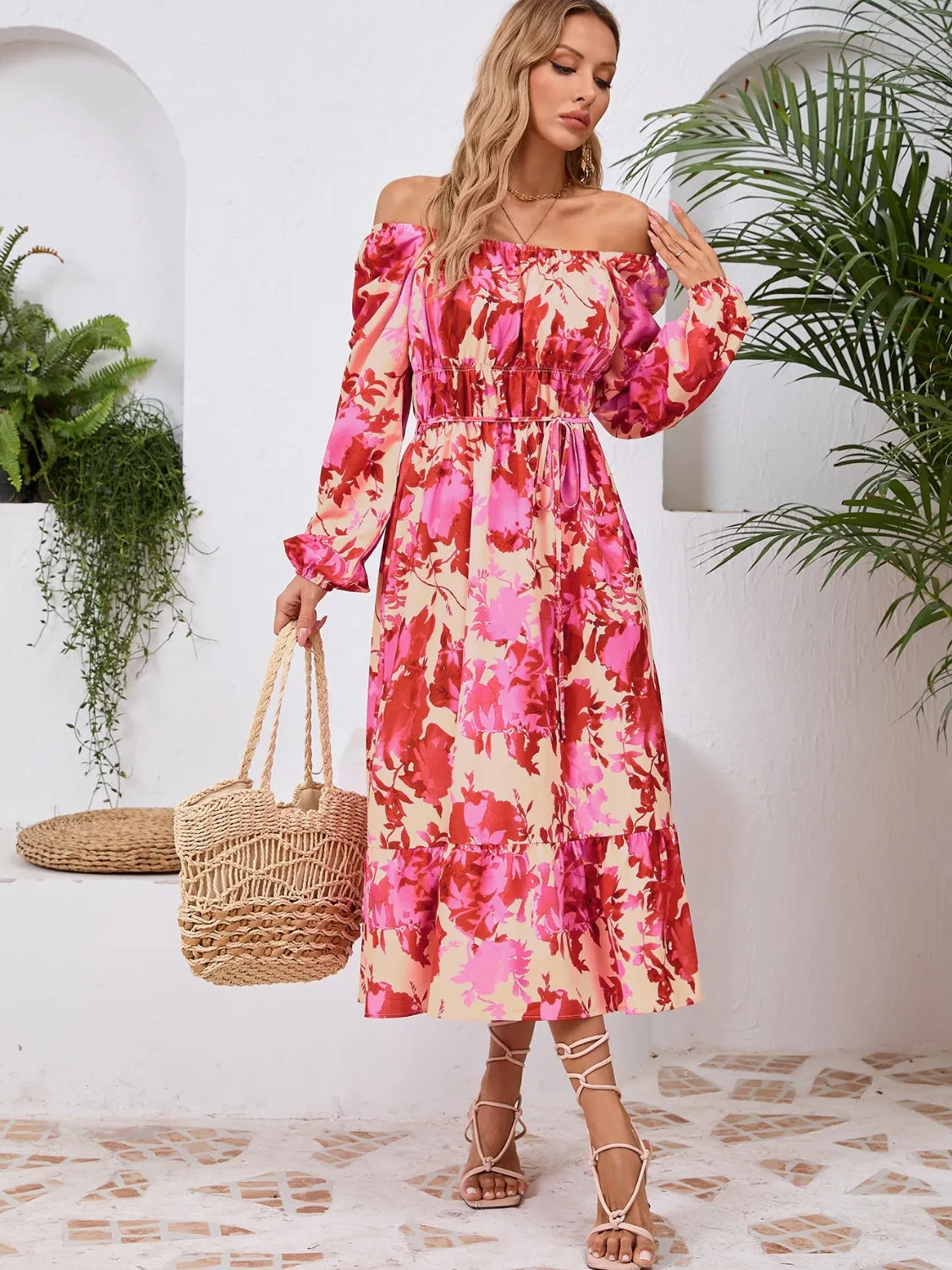 🌼 Printed Long Sleeve Midi Dress 🌼