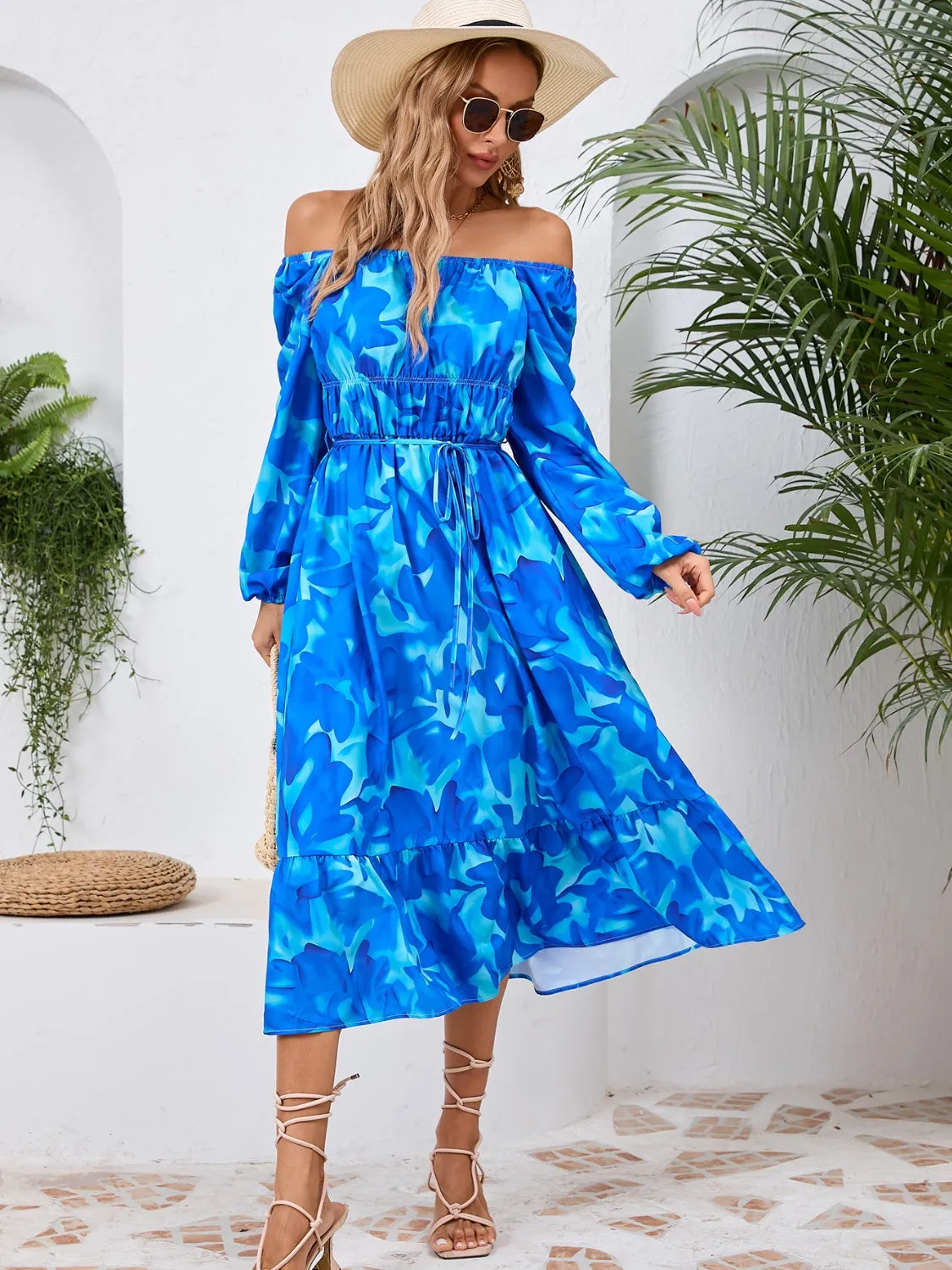 🌼 Printed Long Sleeve Midi Dress 🌼