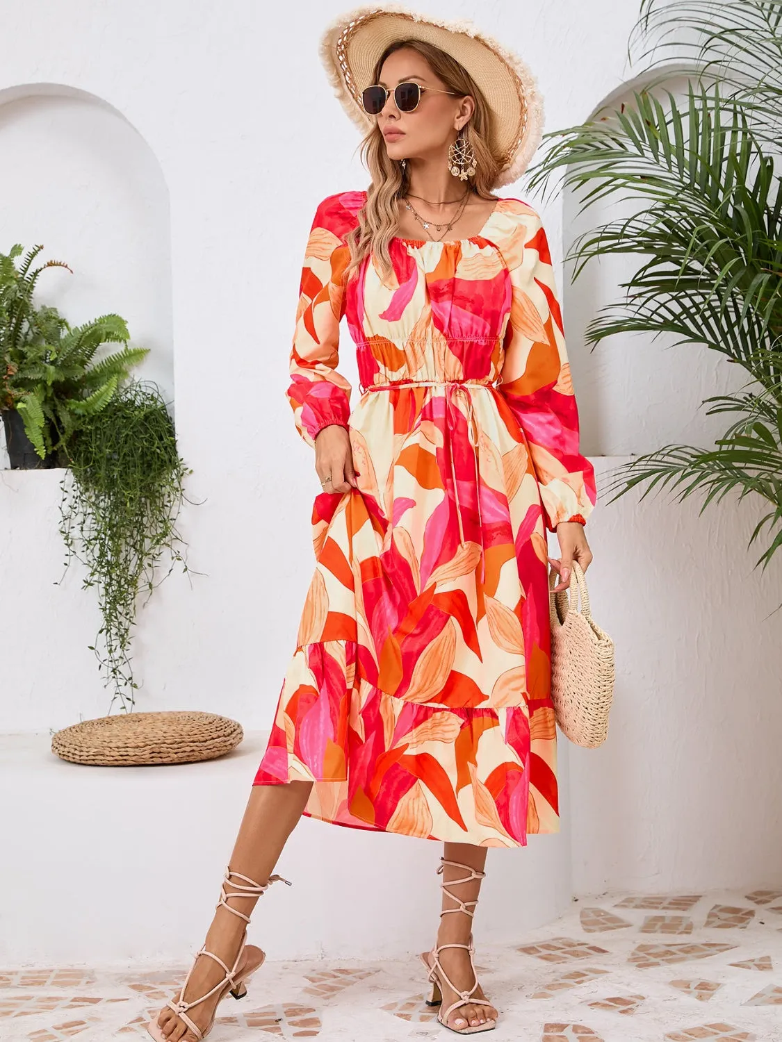 🌼 Printed Long Sleeve Midi Dress 🌼