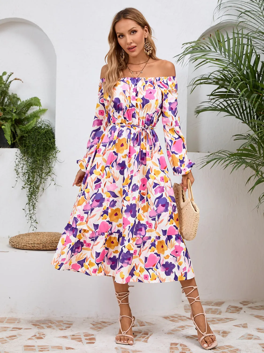 🌼 Printed Long Sleeve Midi Dress 🌼