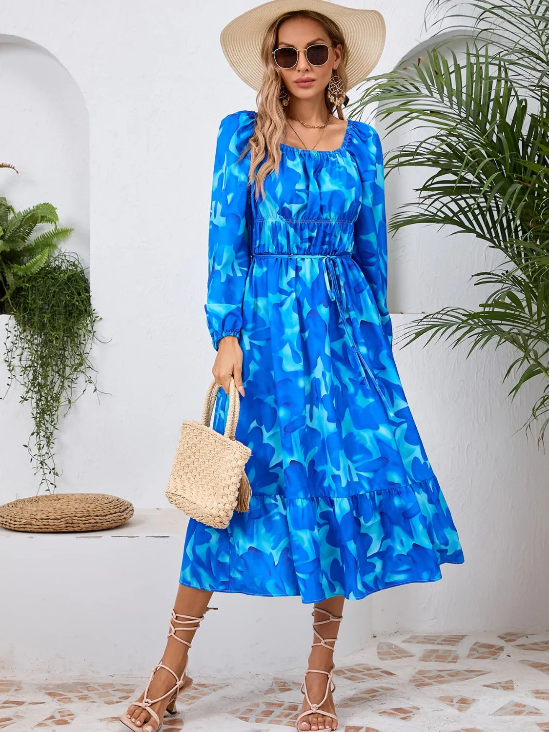 🌼 Printed Long Sleeve Midi Dress 🌼