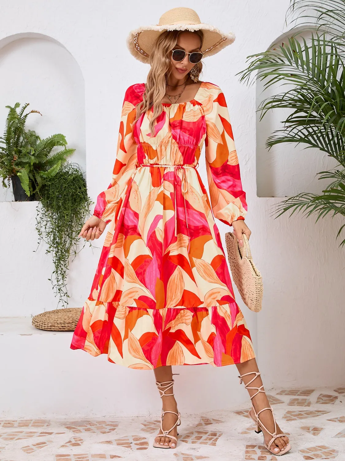 🌼 Printed Long Sleeve Midi Dress 🌼