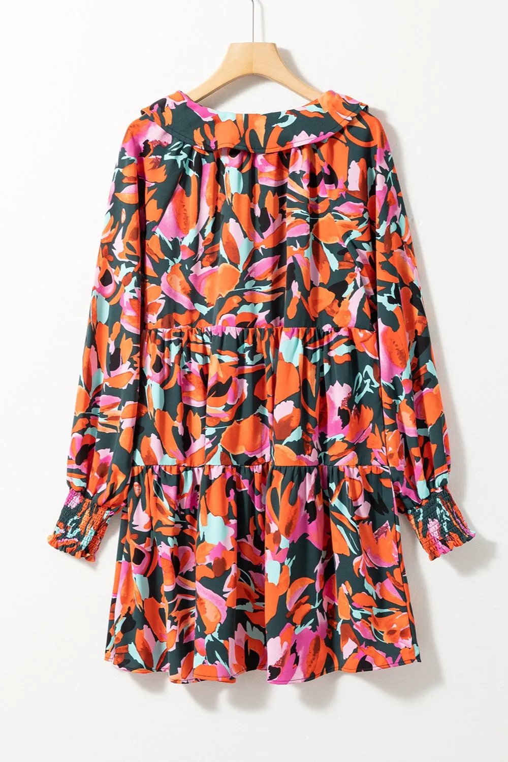 🌺 Printed Tie Neck Lantern Sleeve Mini Dress 🌺