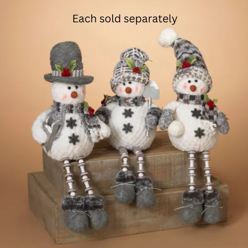 15" Plush Holiday Snowman Shelf Sitter with Beaded Legs