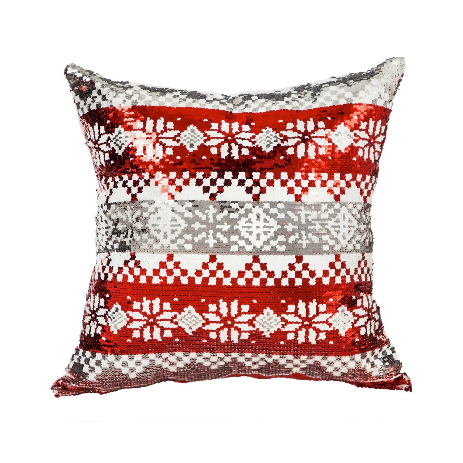 16'' x 16'' Reversible Sequin Pillow, Snowflake Pattern,4pt217576