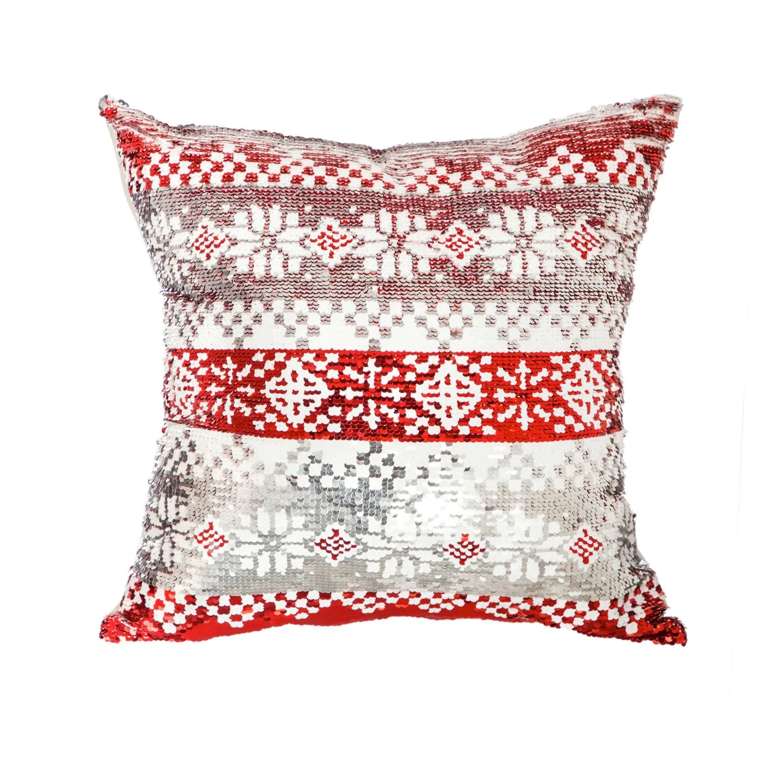 16'' x 16'' Reversible Sequin Pillow, Snowflake Pattern,4pt217576