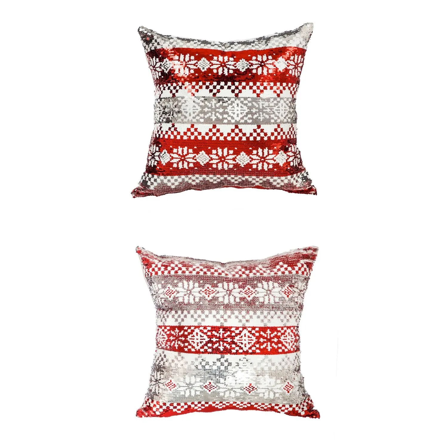 16'' x 16'' Reversible Sequin Pillow, Snowflake Pattern,4pt217576