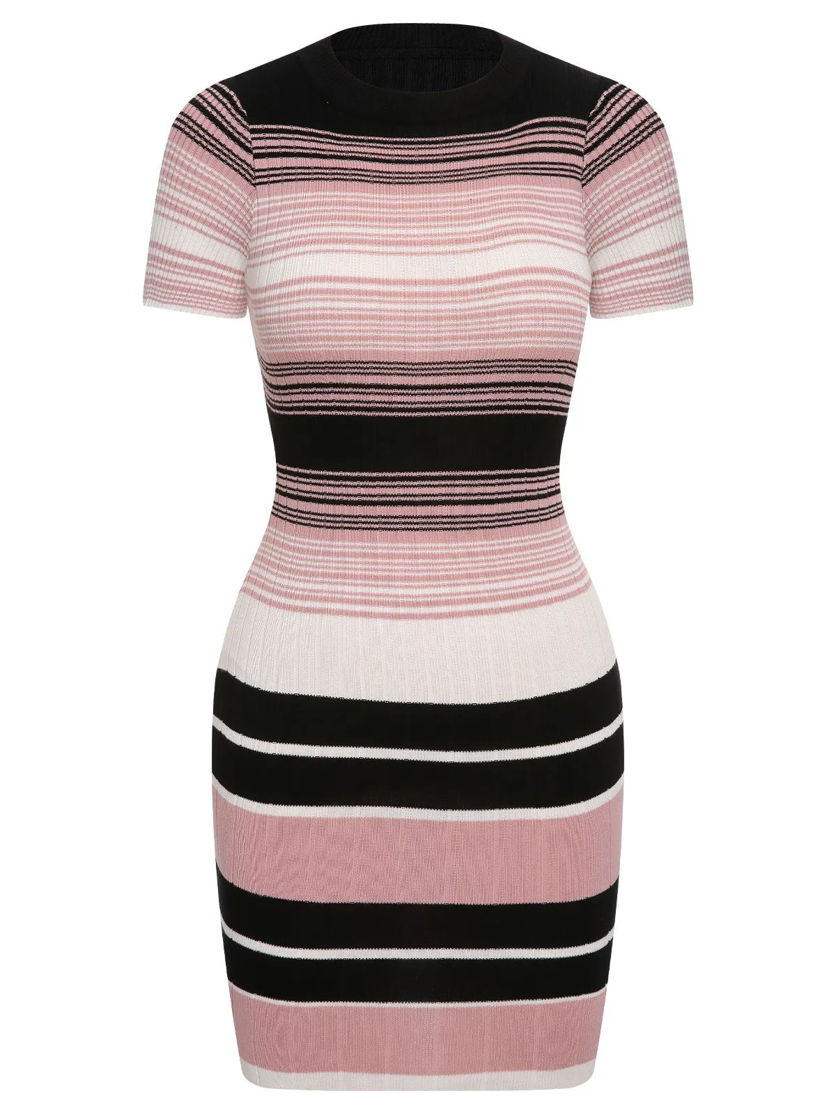 1960s Color Block Striped Knit Slim Dress