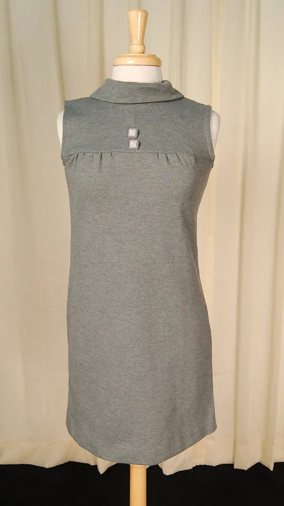 1960s Gray Knit Shift Dress