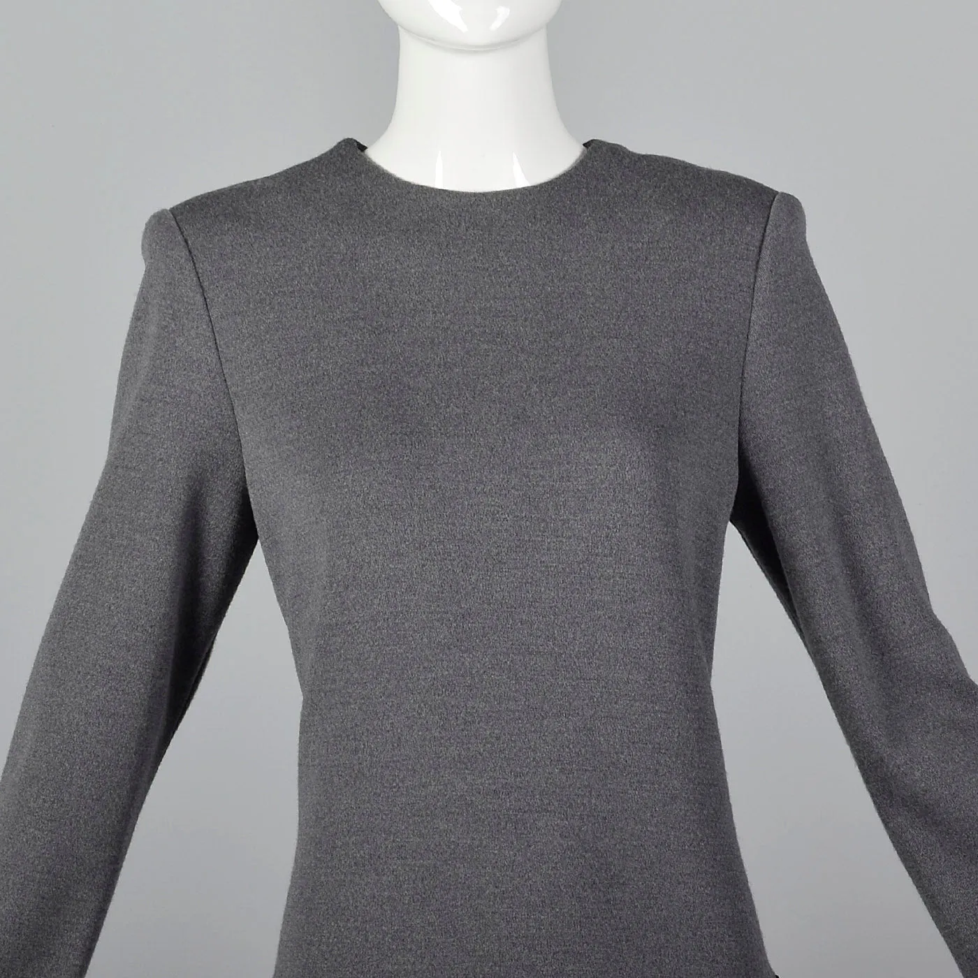 1980s Bob Mackie Gray Knit Dress with Asymmetric Rhinestone Hip