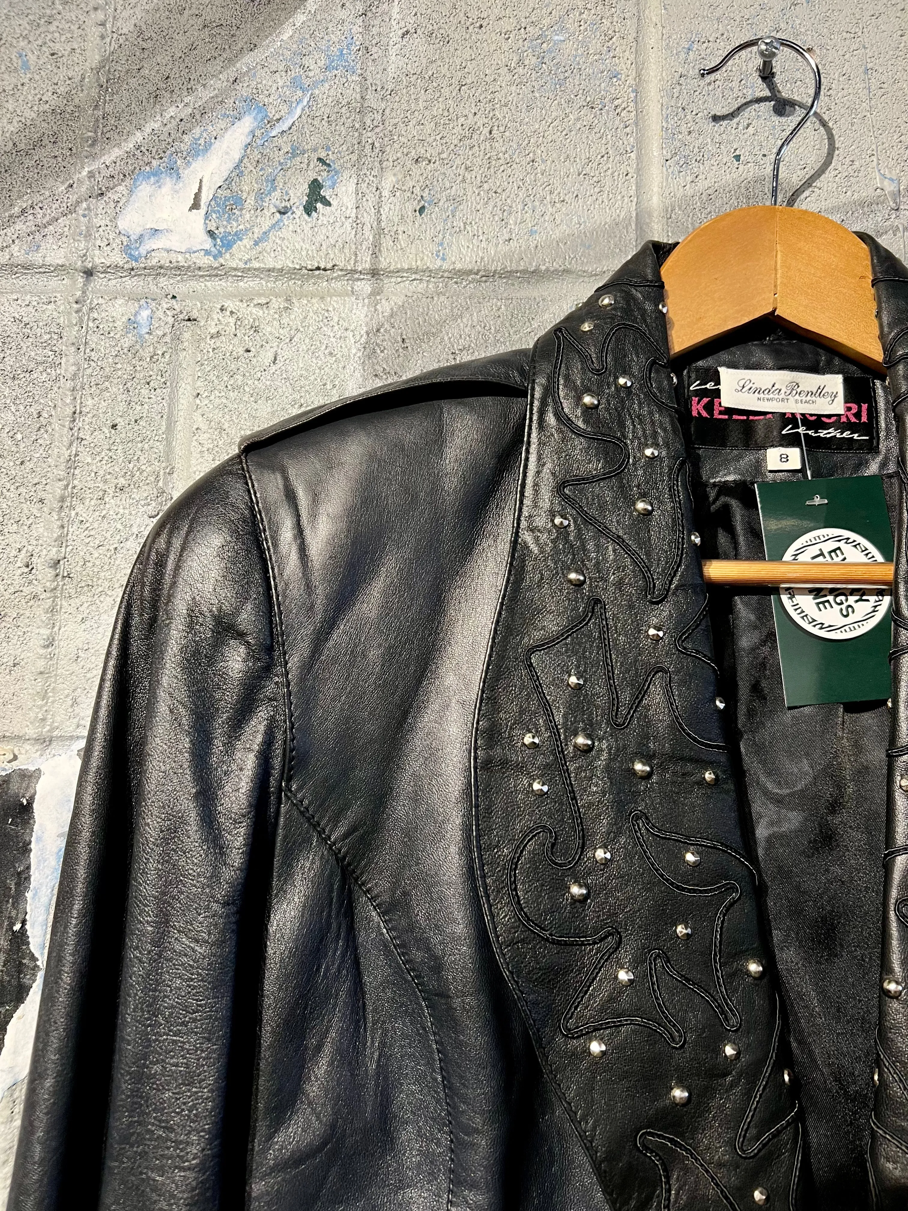 1980s Cropped Leather Studded Jacket