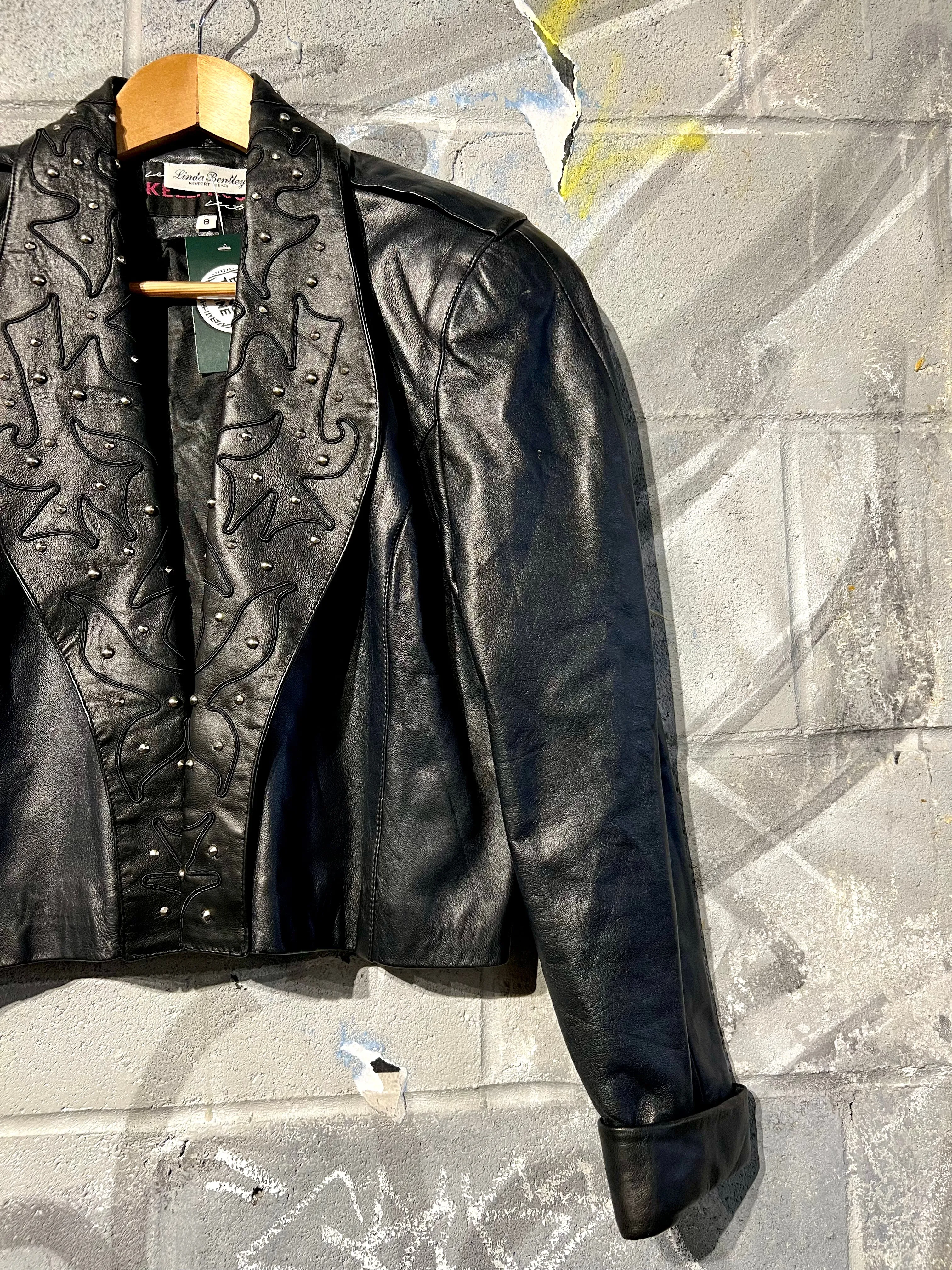 1980s Cropped Leather Studded Jacket