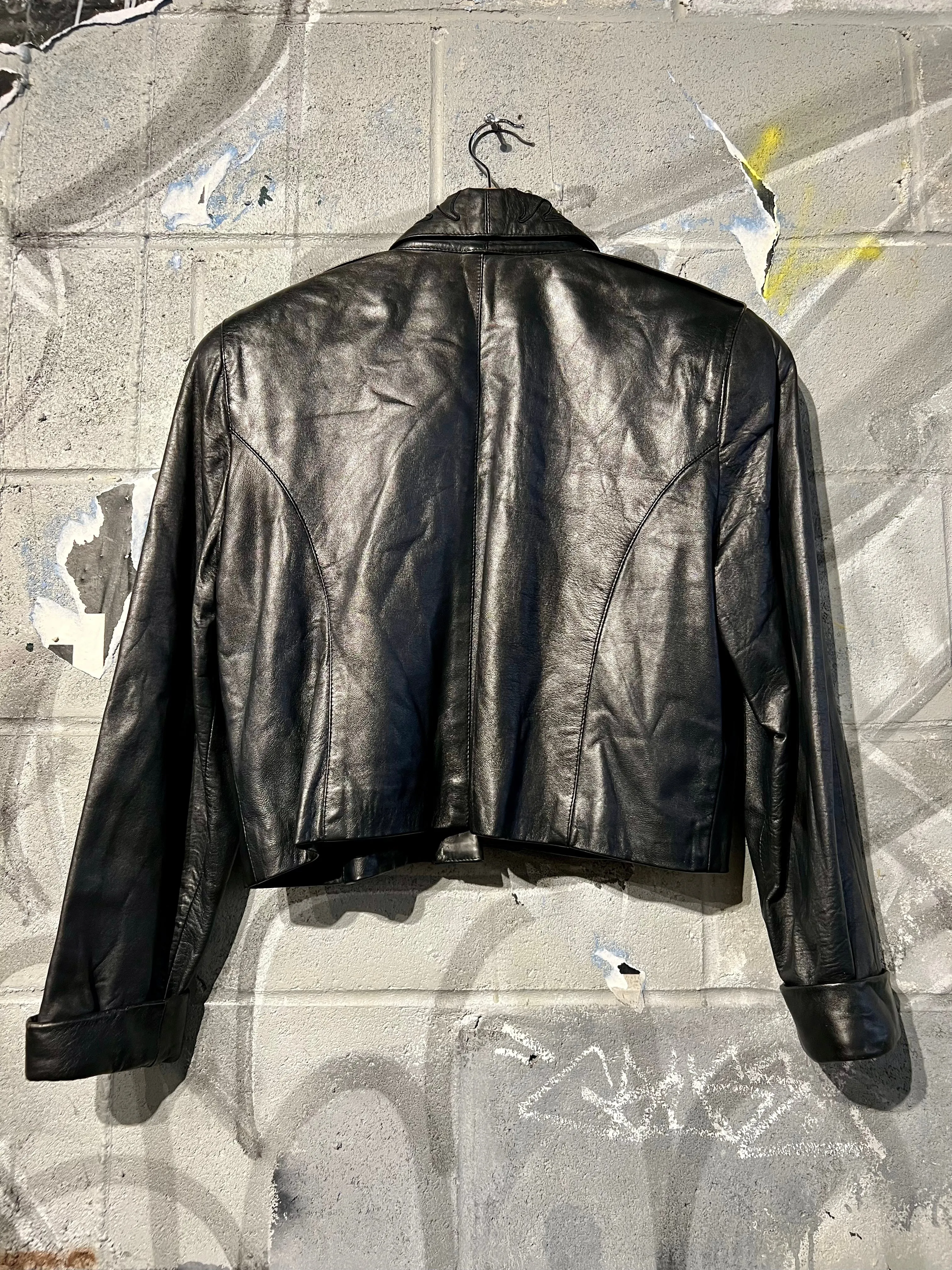 1980s Cropped Leather Studded Jacket