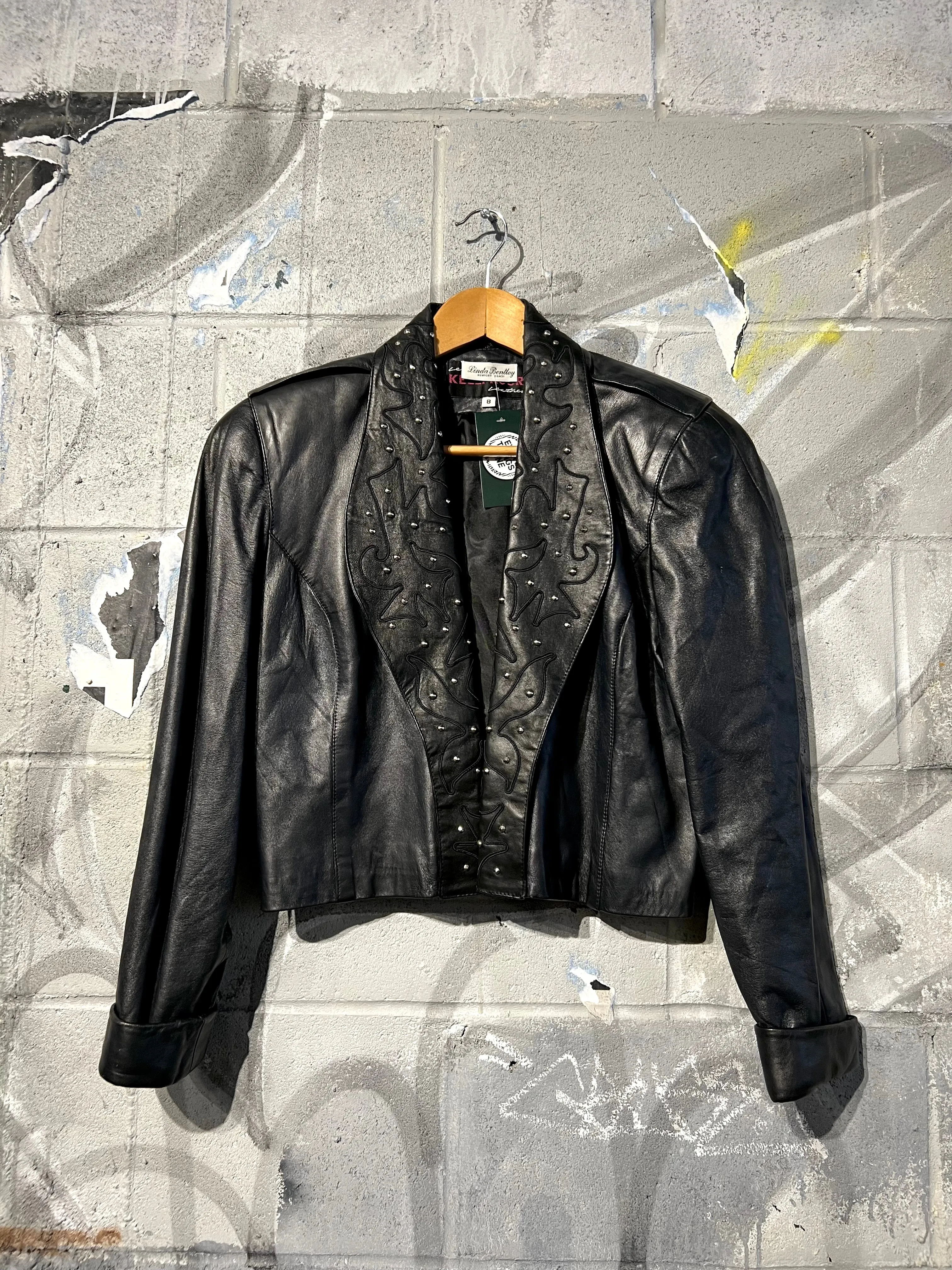 1980s Cropped Leather Studded Jacket