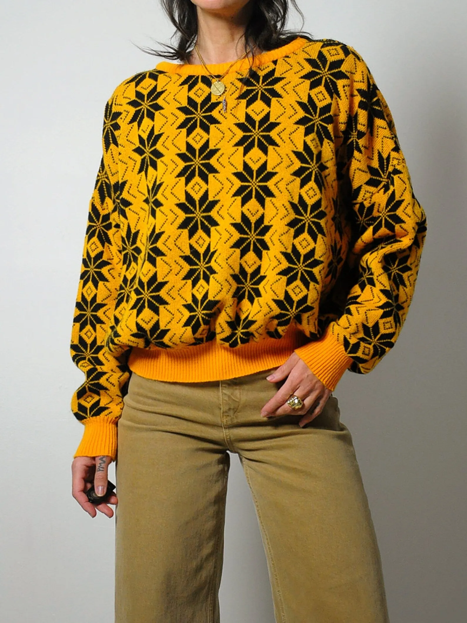 1980's Gold Fairisle Snowflake sweater