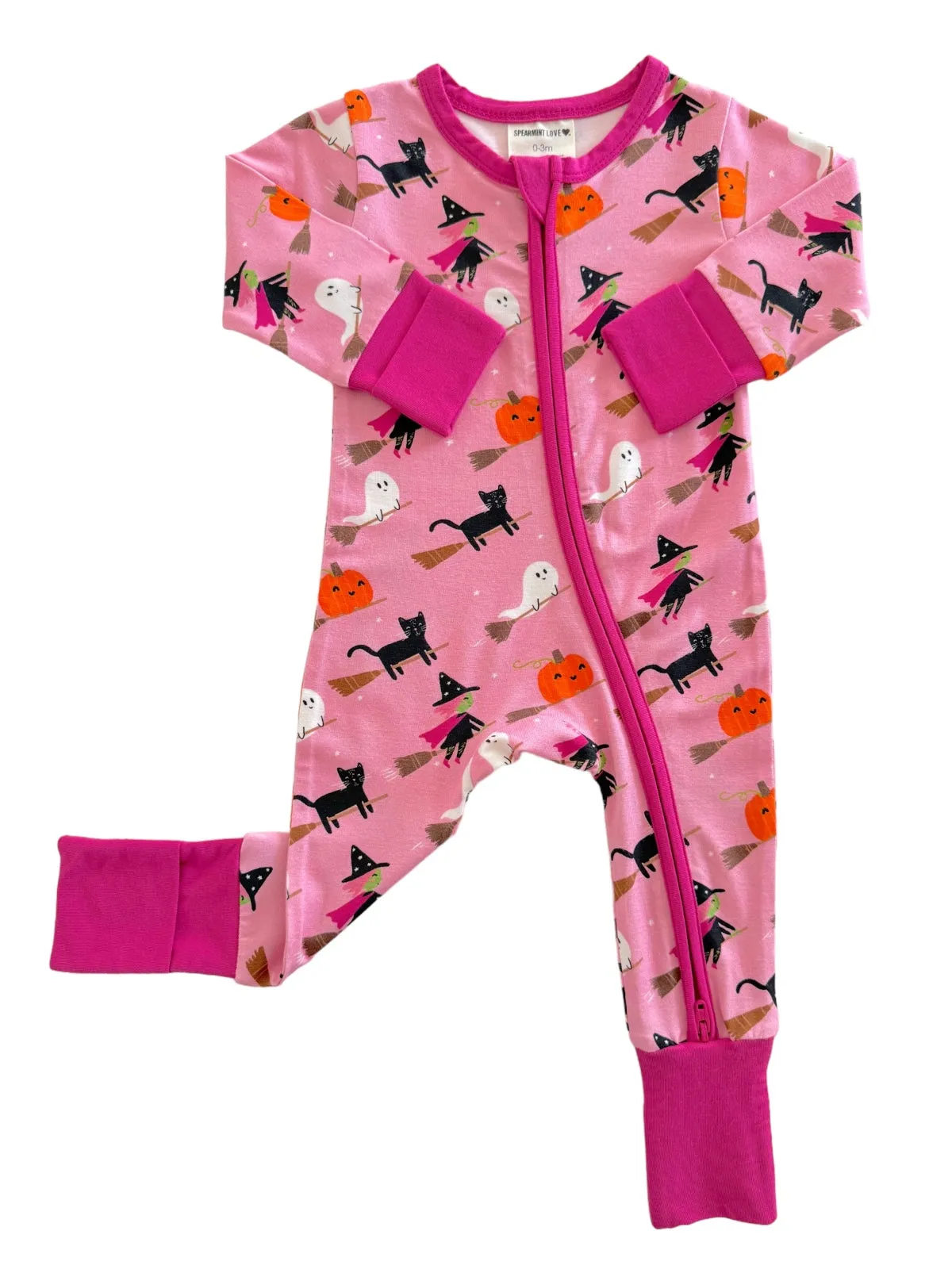 2-Way Convertible Zip Romper, Broomstick Friends Pink