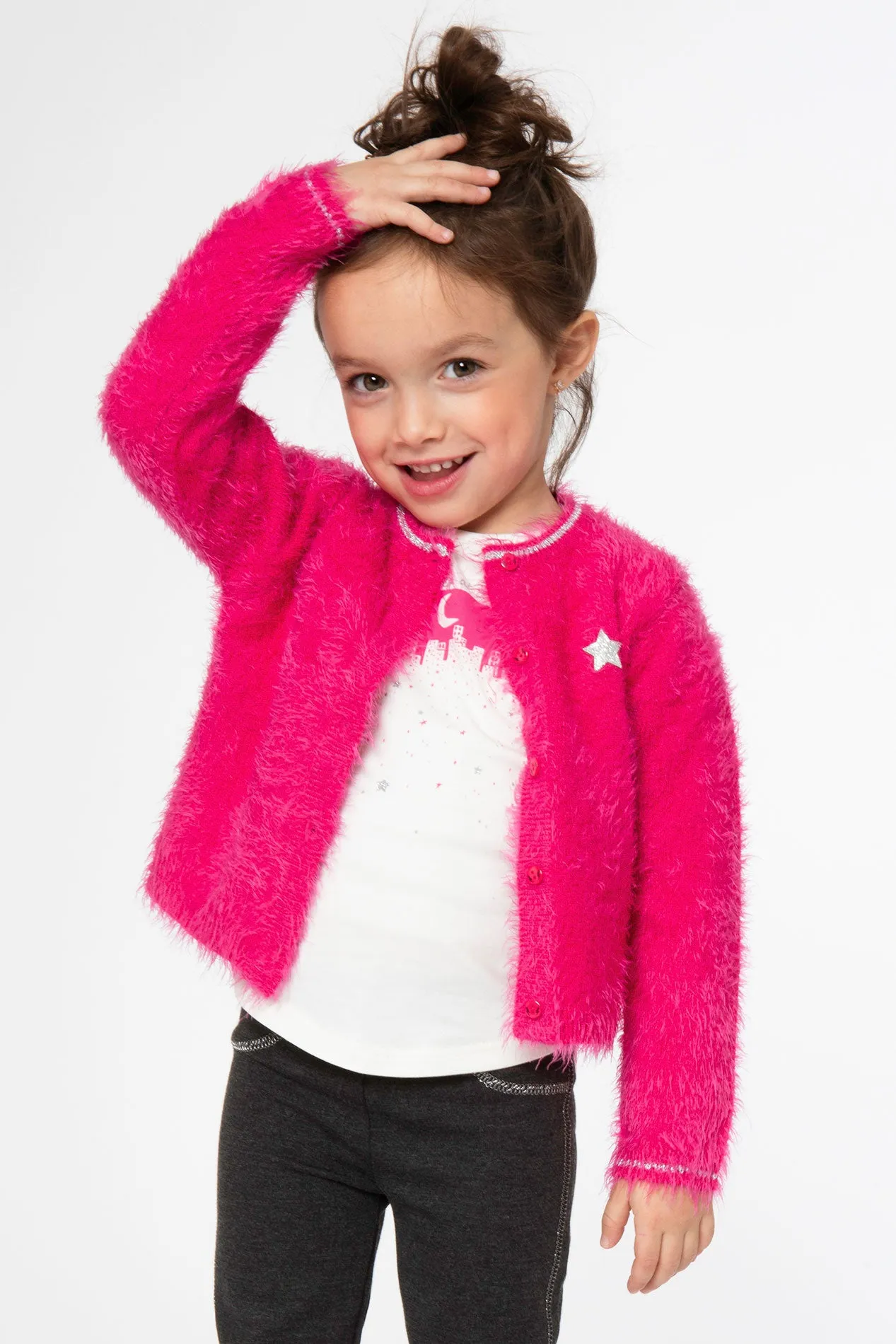 3pommes Fuchsia Star Baby Girls Cardigan