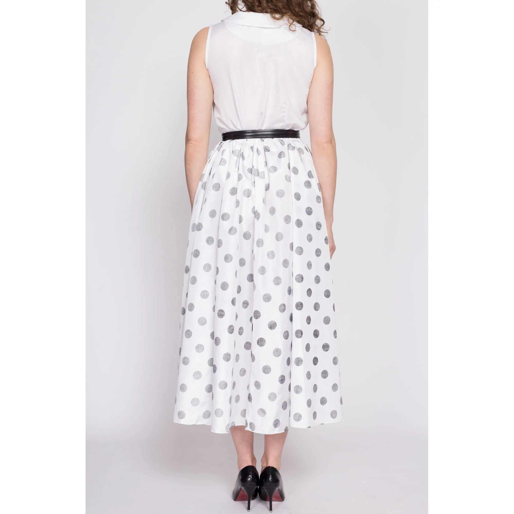 70s Polka Dot Hostess Maxi Dress - Medium