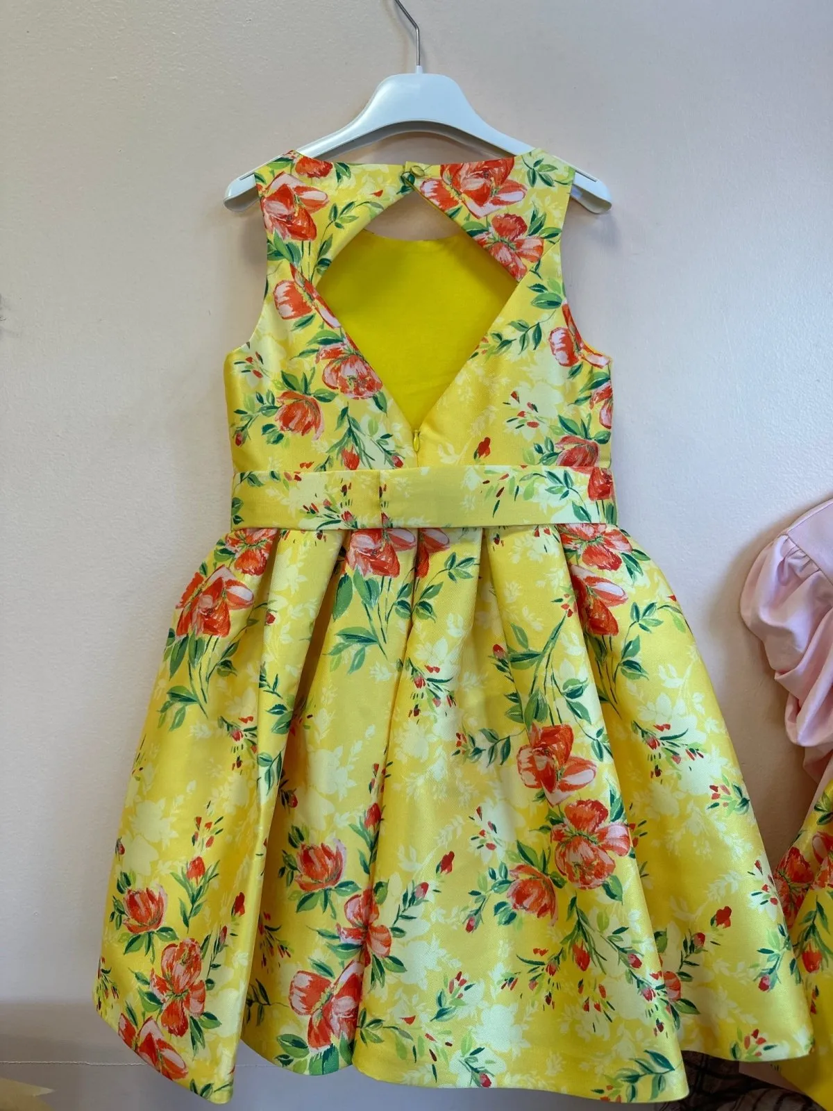 Abel & Lula Girls Youth Yellow Floral Mikado Dress