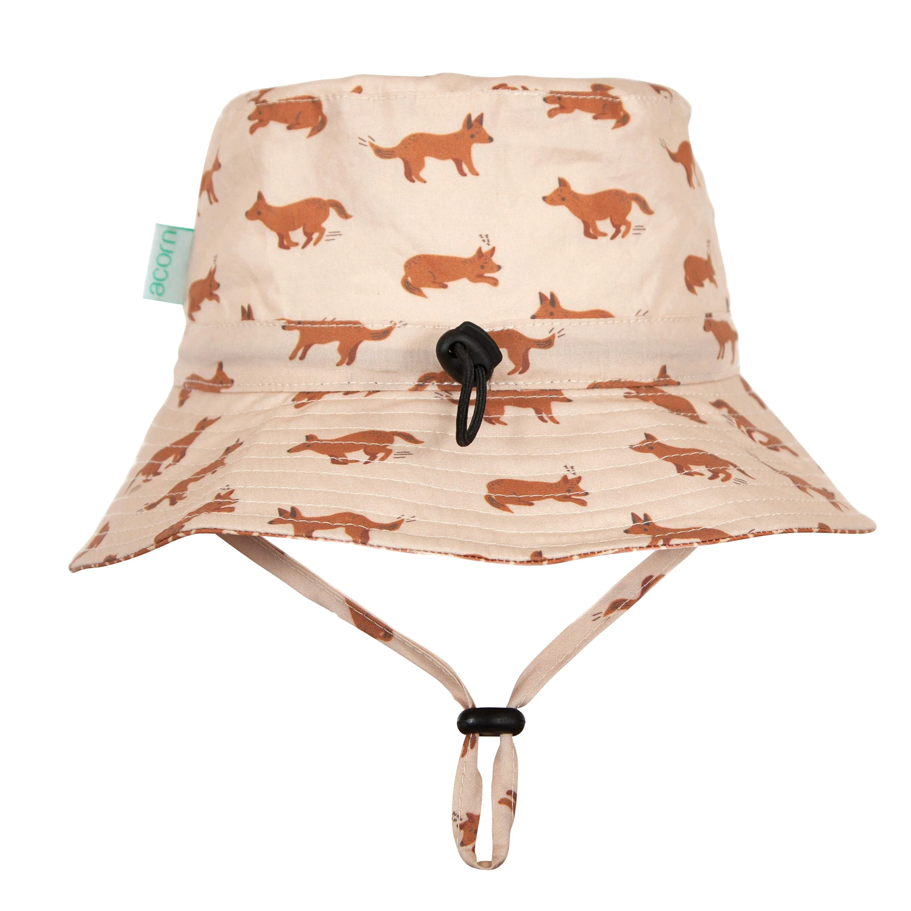 Acorn Red Dog Wide Brim Bucket Hat Sand and Brown