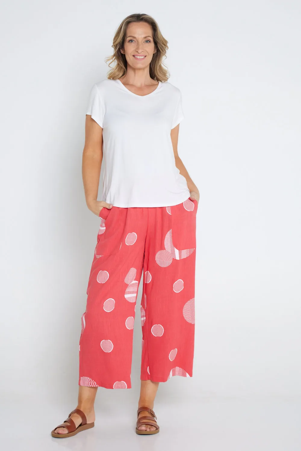 Aiko Linen Pants - Coral Spot