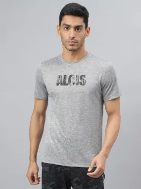 Alcis Men Grey Cationic Anti-Static Slim-Fit Round Neck Training T-Shirt