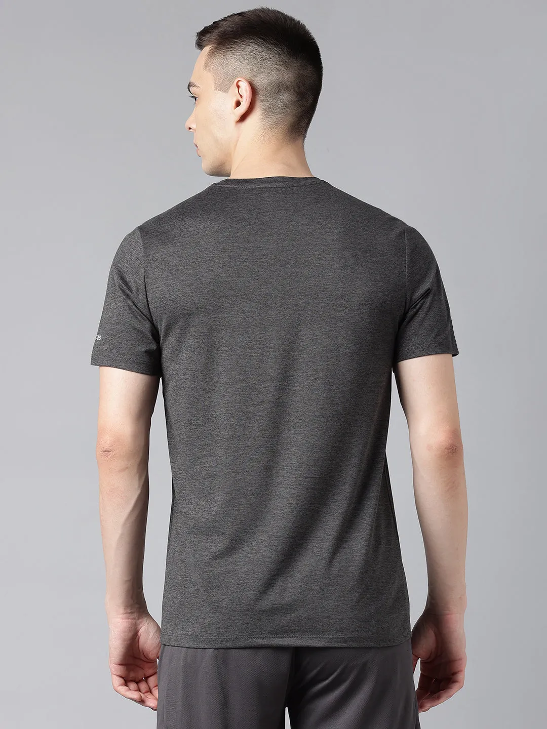 Alcis Men's Grey & Black Anti-Static Drytech  Slim-Fit Training Tee