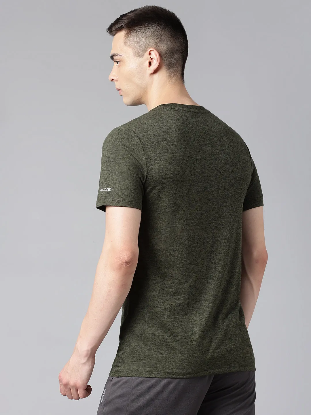 Alcis Men's Olive & Black Anti-Static Drytech  Slim-Fit Training Tee