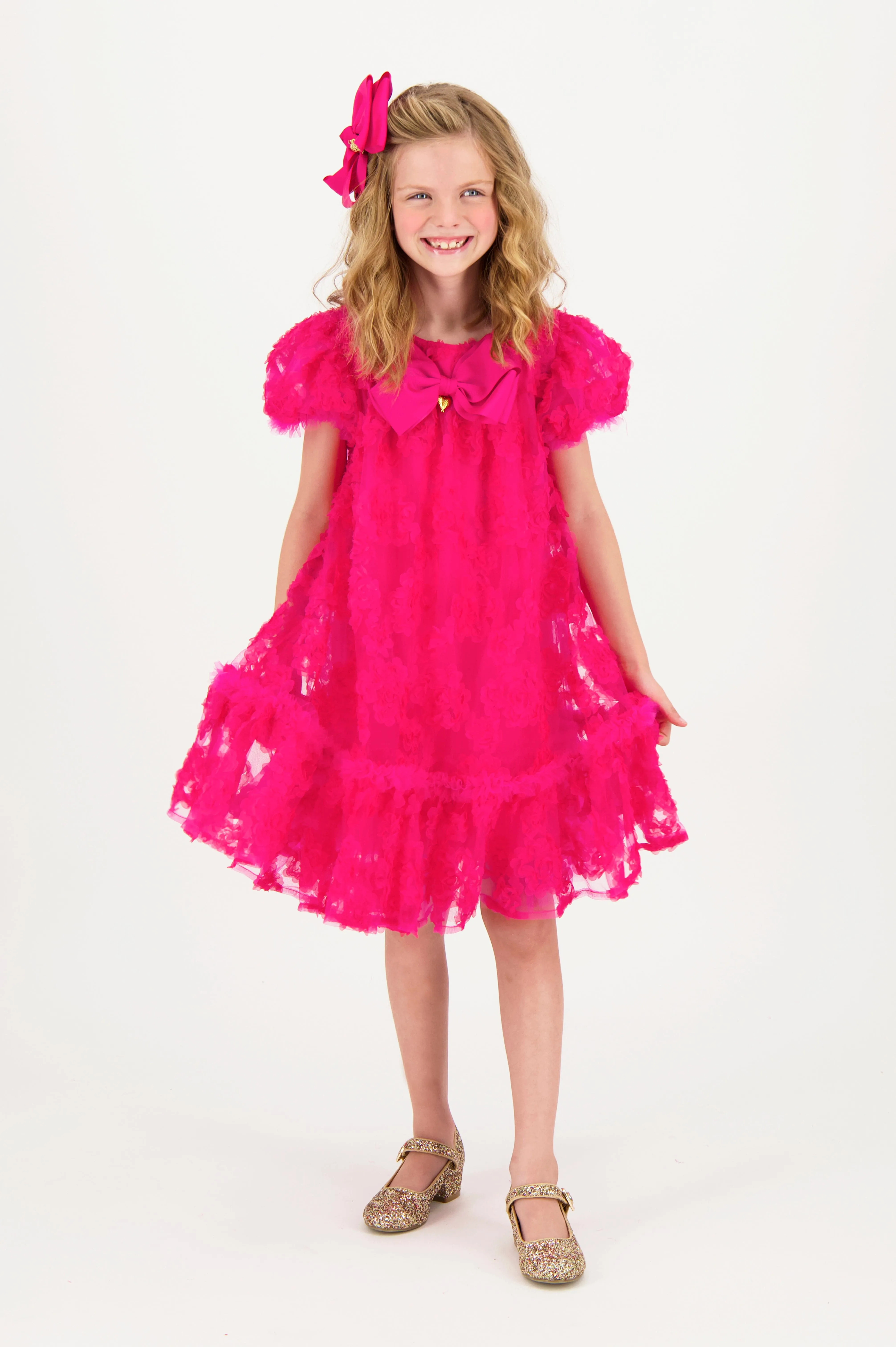 Angels Face Girls Marta 3D Flower Dress in Pink