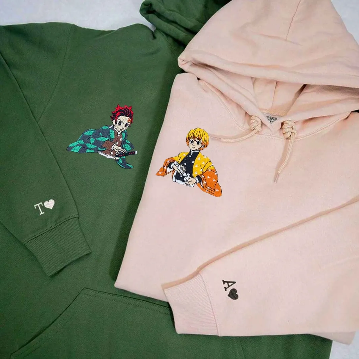 Anime-Inspired Matching Couple Sweatshirts - Personalized Embroidered Sweatshirts For Couples