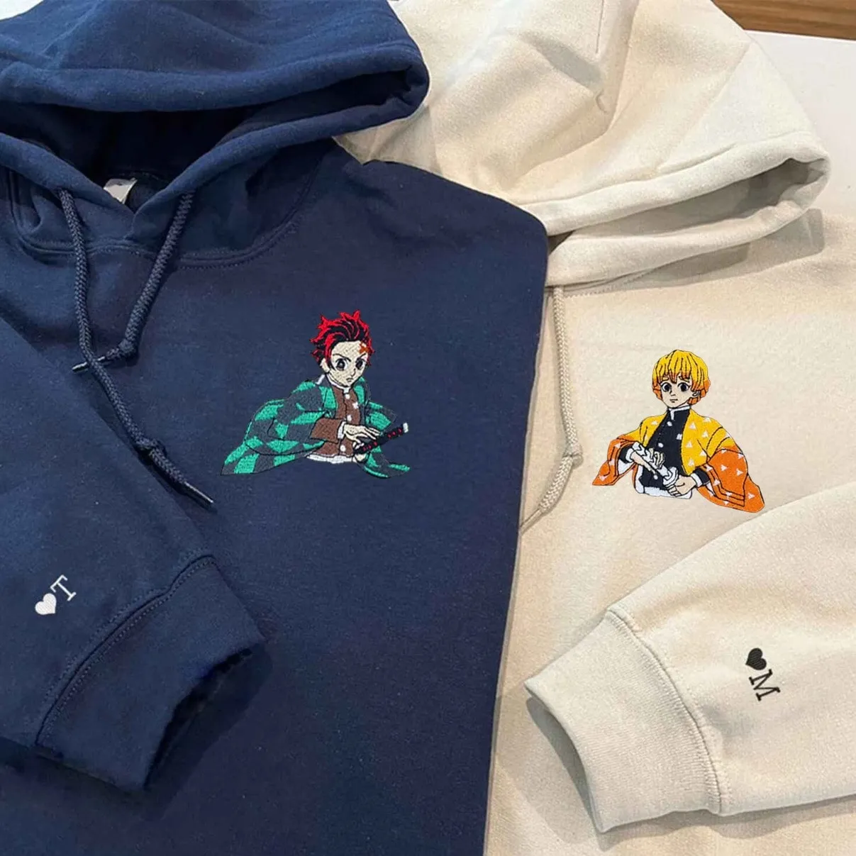 Anime-Inspired Matching Couple Sweatshirts - Personalized Embroidered Sweatshirts For Couples