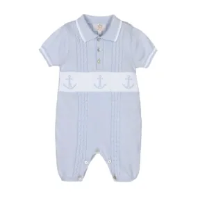 Baby Boys Sky Knitted Anchor Romper