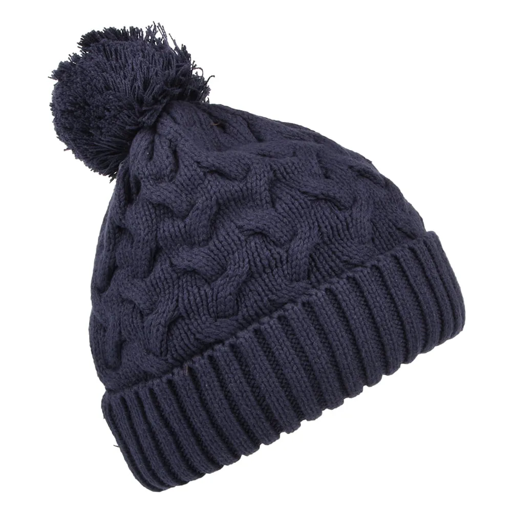 Barbour Hats Gainford Cable Knit Bobble Hat - Navy Blue