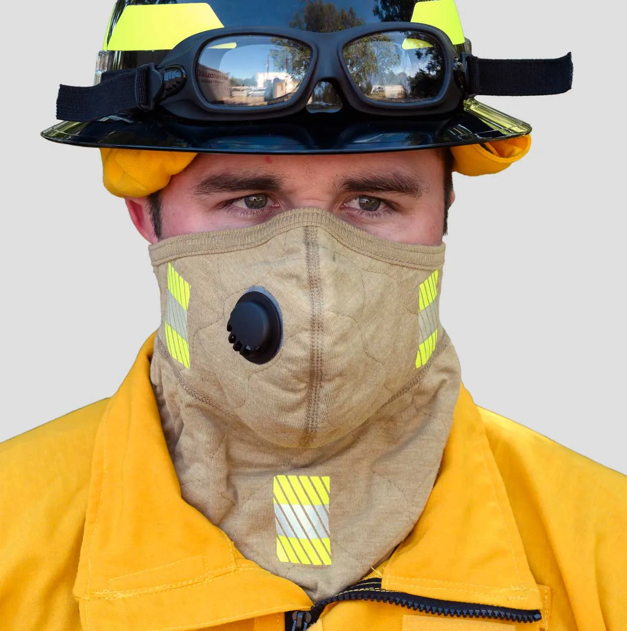 Barriaire Gold Particulate Mask with neck gaiter and 3M Trim