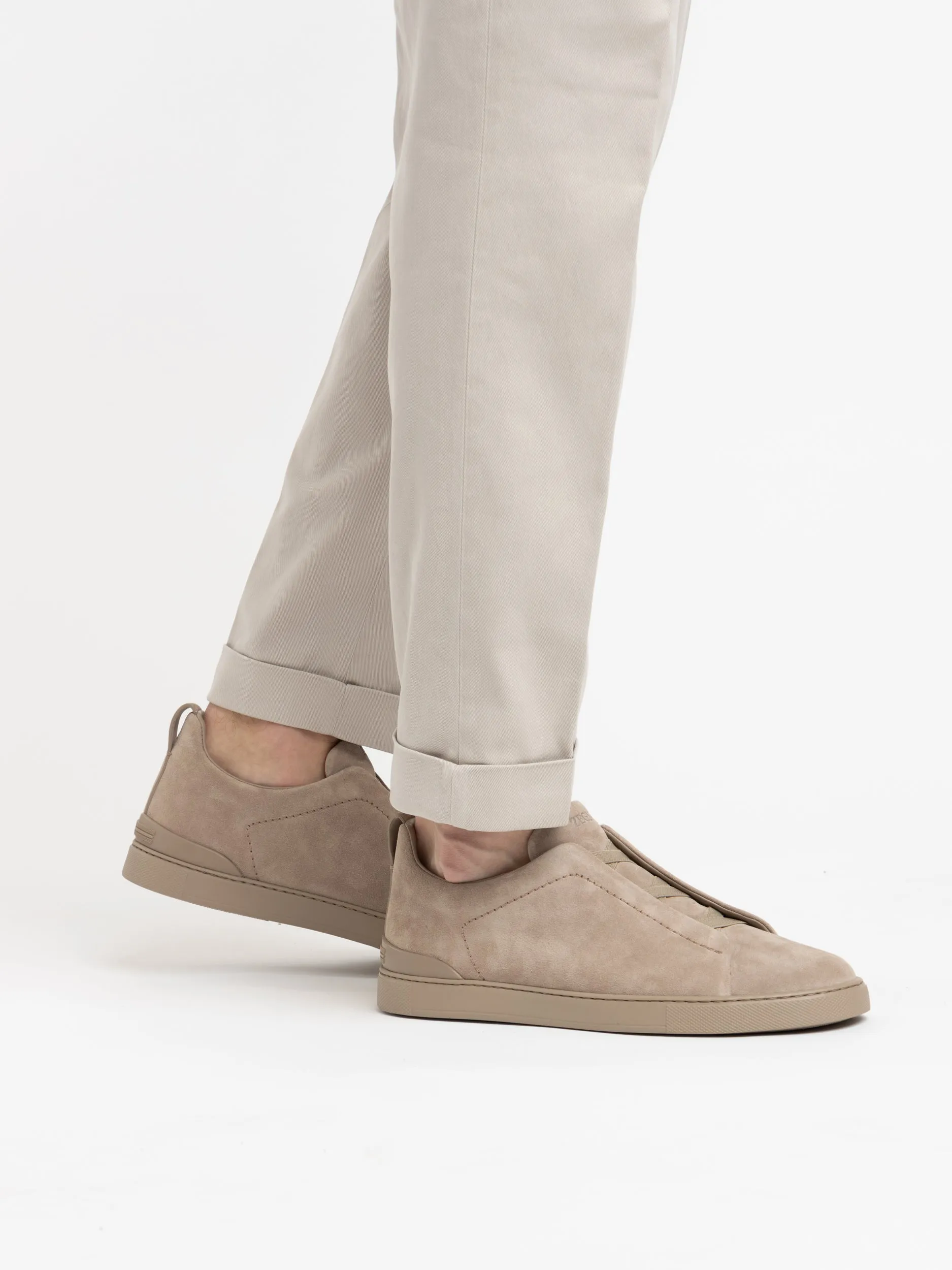 Beige Twill Cotton Blend Chinos