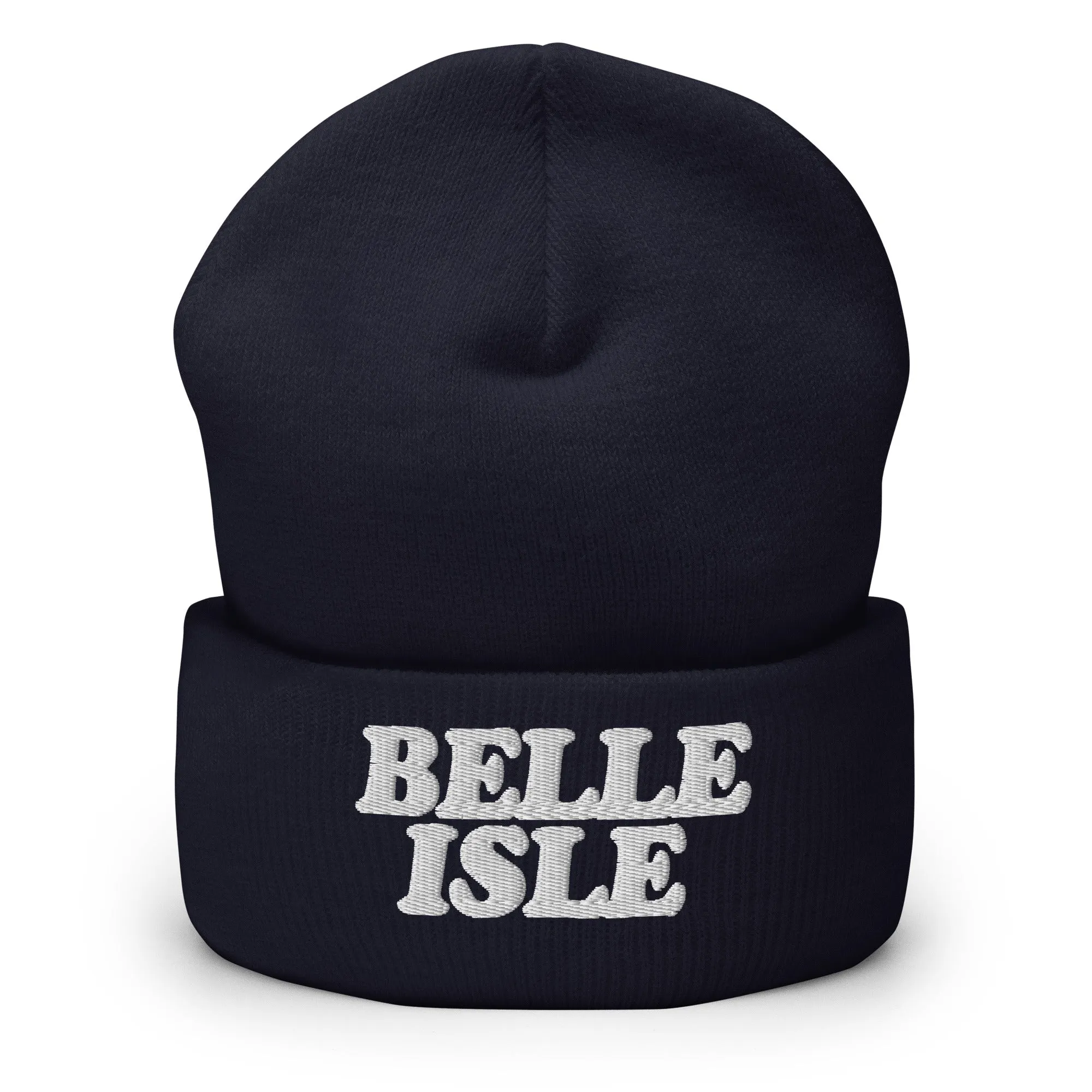 Belle Isle Embroidered Cuffed Beanie - Navy / White