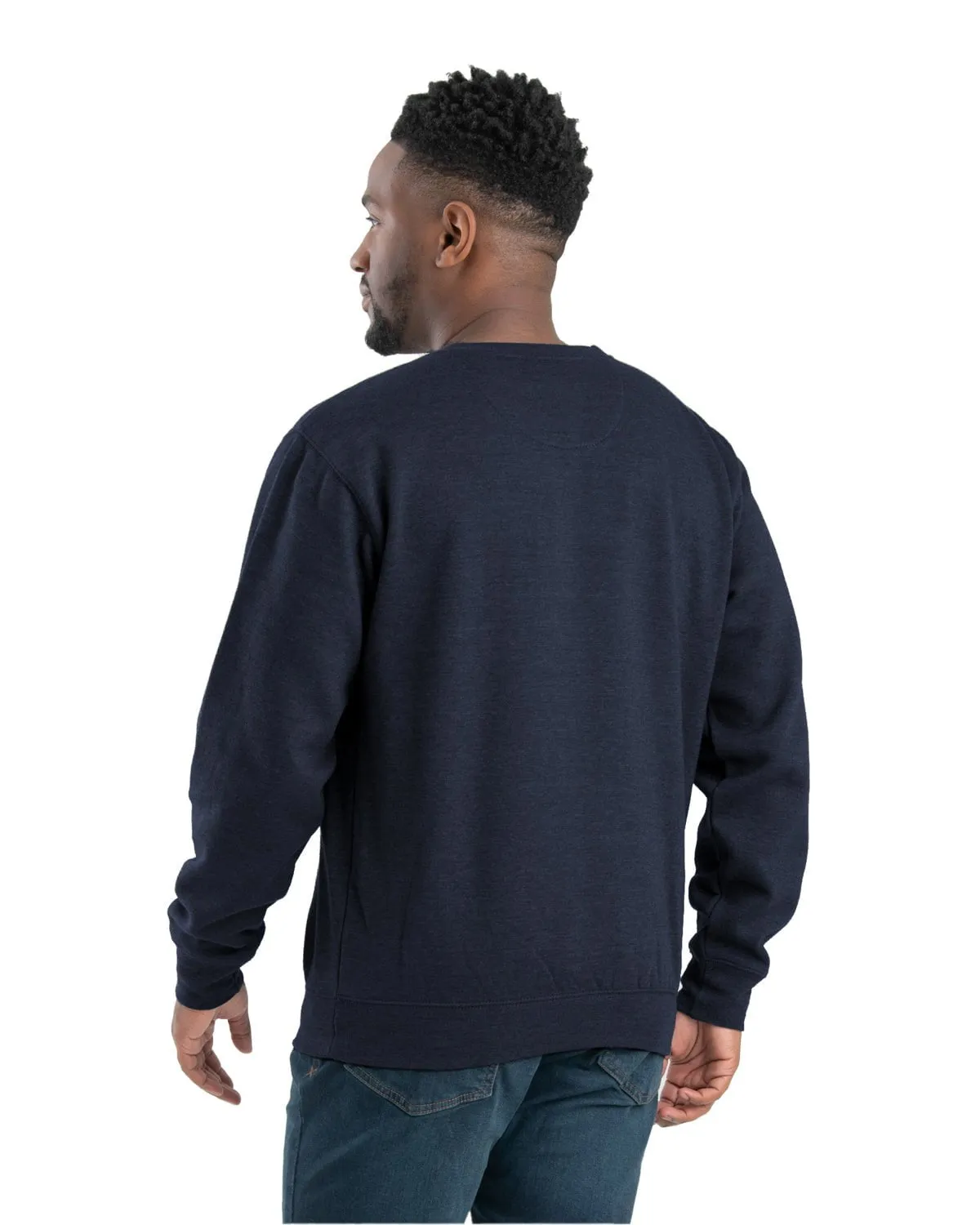 Berne Mens Heritage Crewneck Navy Cotton Blend Sweatshirt