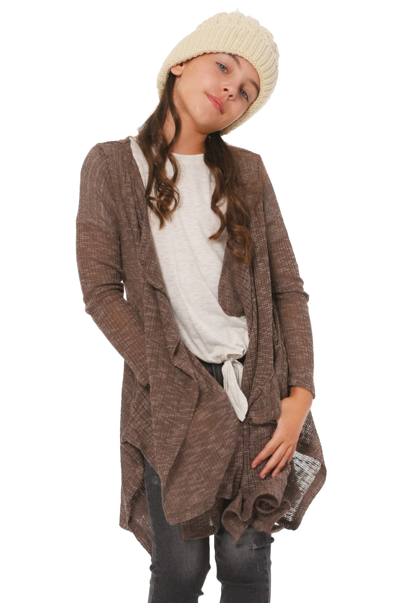 Big Girls Lightweight Waterfall Cardigan