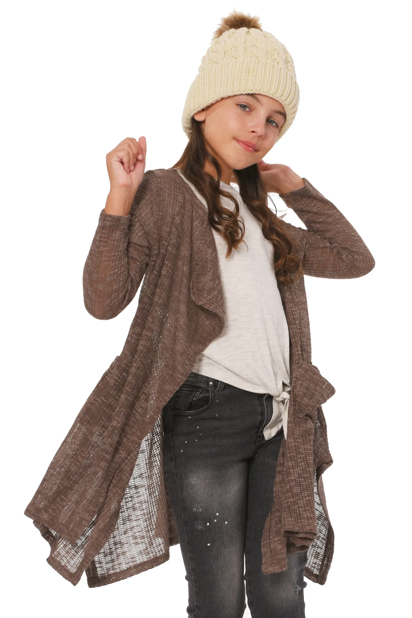 Big Girls Lightweight Waterfall Cardigan