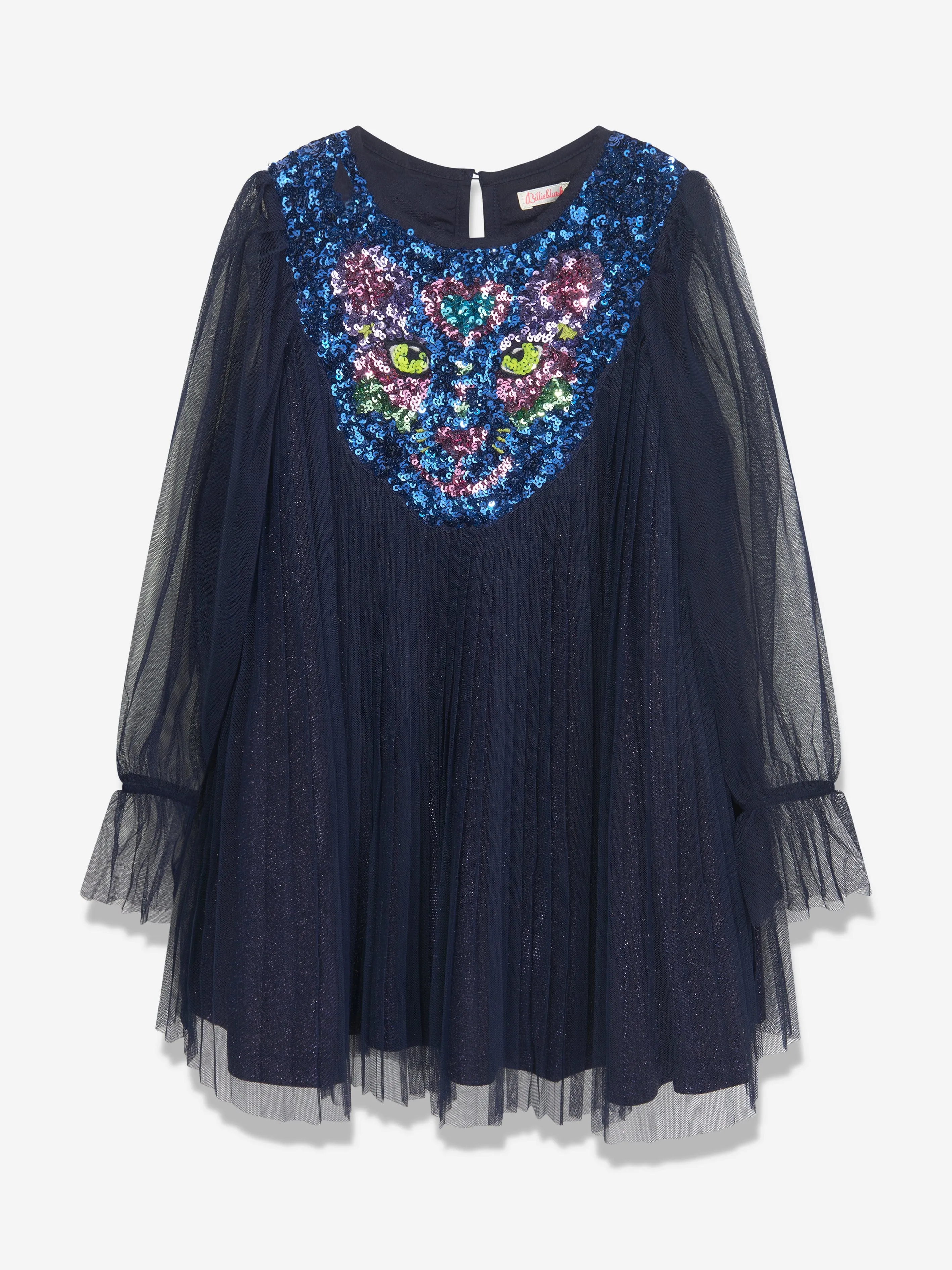 Billieblush Girls Sequin And Tulle Dress in Navy