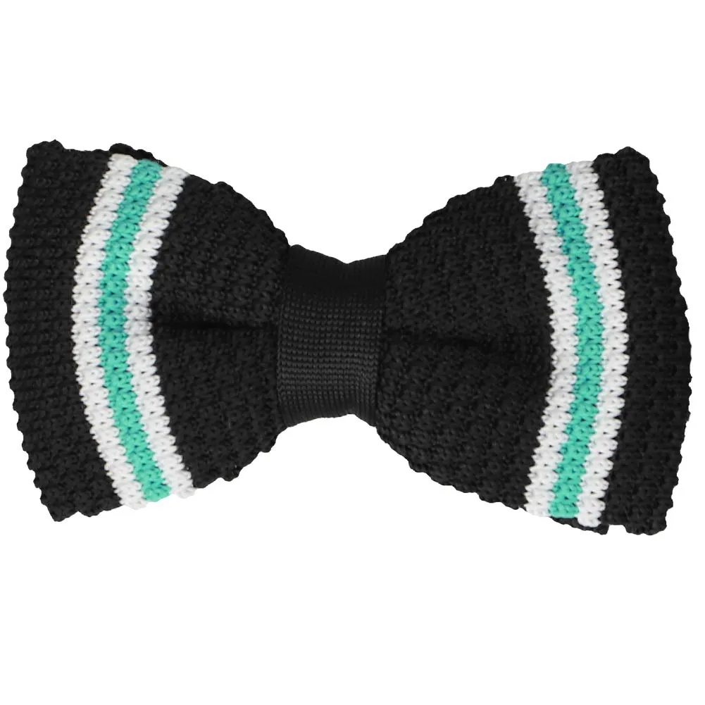 Black Repp Stripe Knit Bow Tie