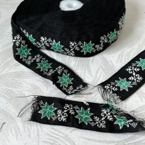 Black Snowflake Jacquard Ribbon - Brittle