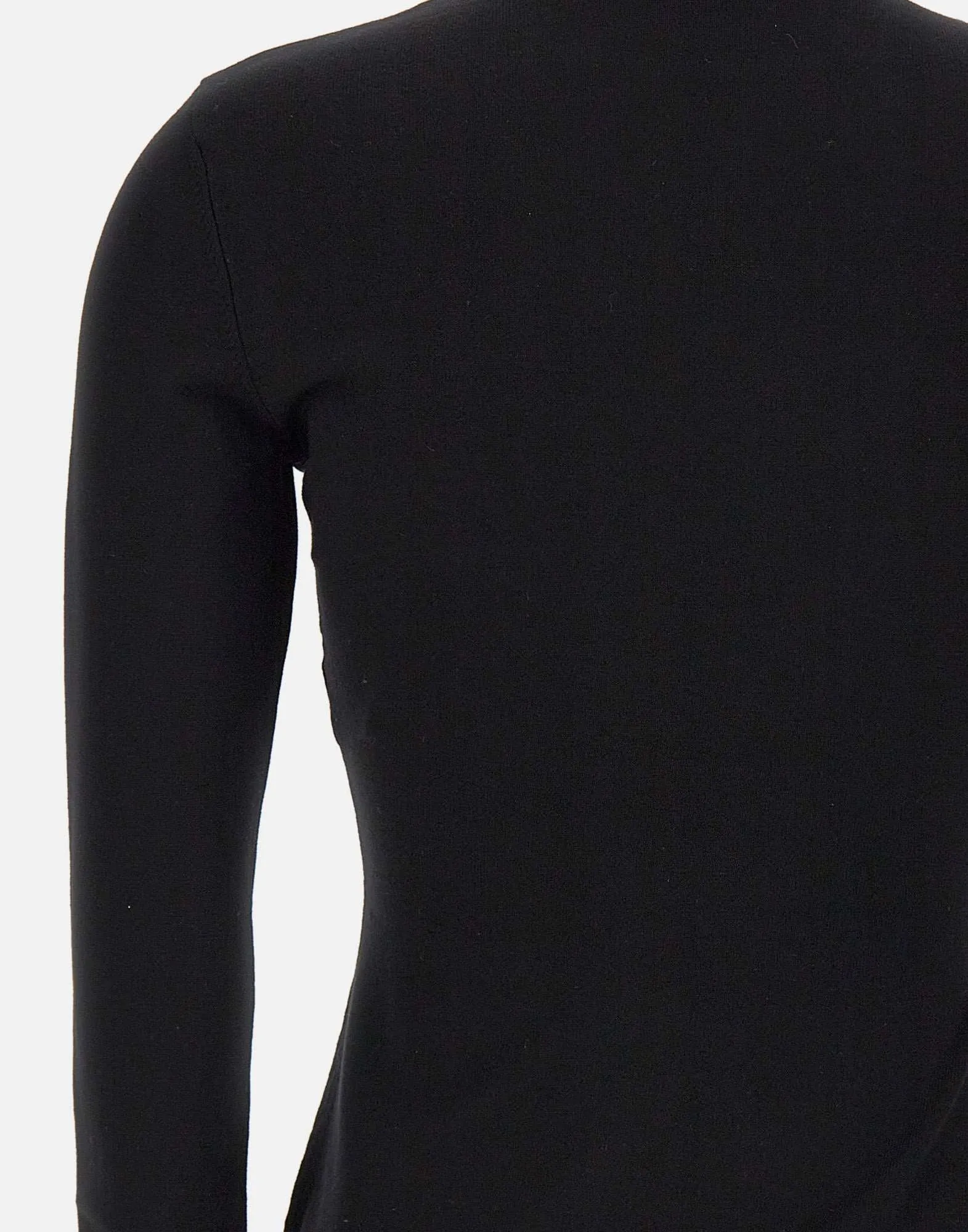 Black Viscose Turtleneck with Buttons