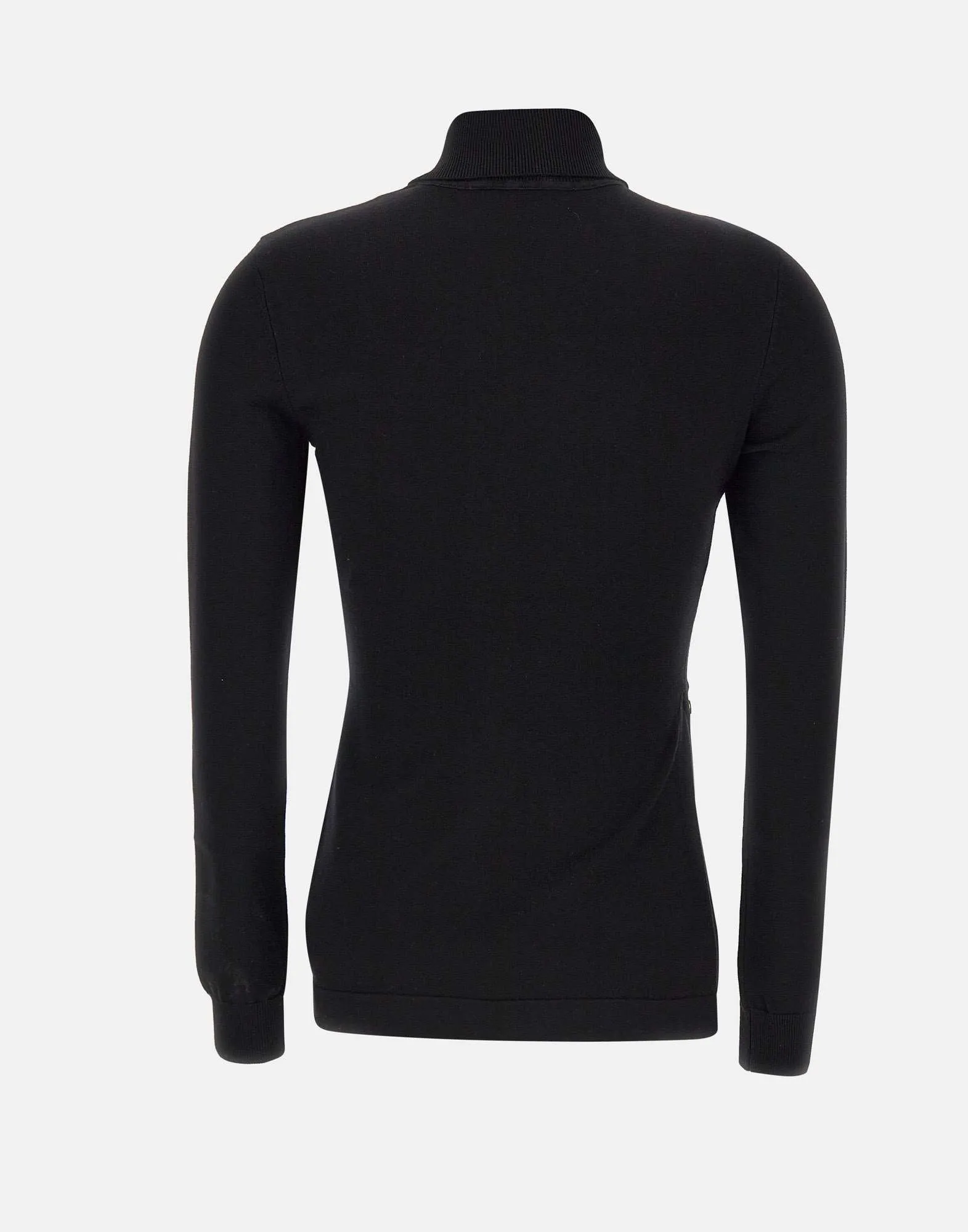 Black Viscose Turtleneck with Buttons