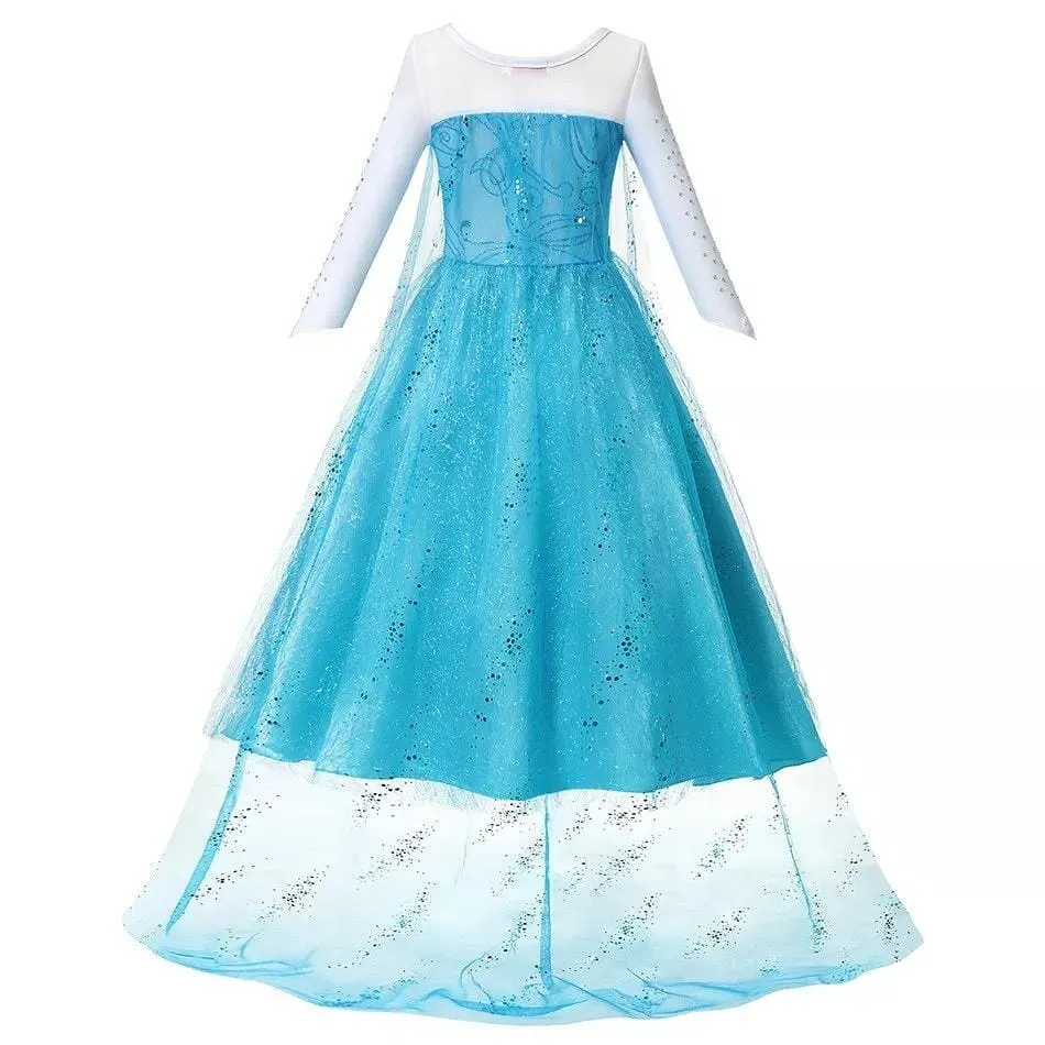 Blue Snowflake Princess Dress