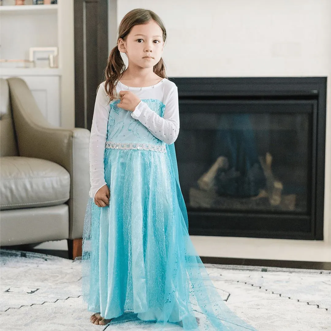 Blue Snowflake Princess Dress