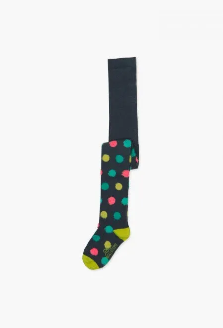 Boboli Tights - Polka Dots on Charcoal