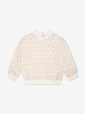 Bonpoint Girls Collared Claudine Sweatshirt in Ivory