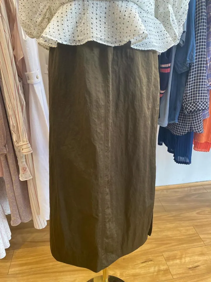 Brown slit long skirt